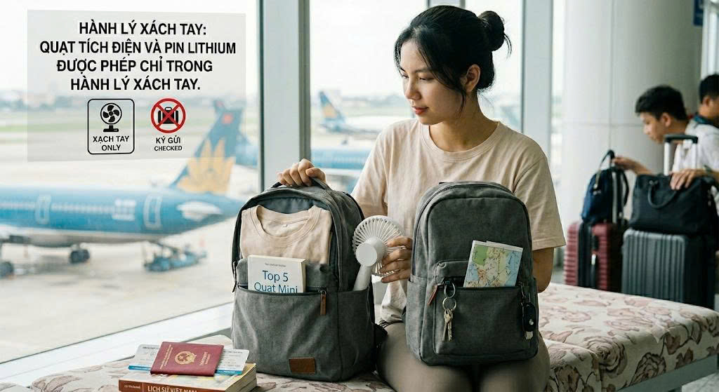Có Được Mang Quạt Mini Lên Máy Bay Không? Quy Định Chuẩn 2026 1 mang quạt mini lên máy bay